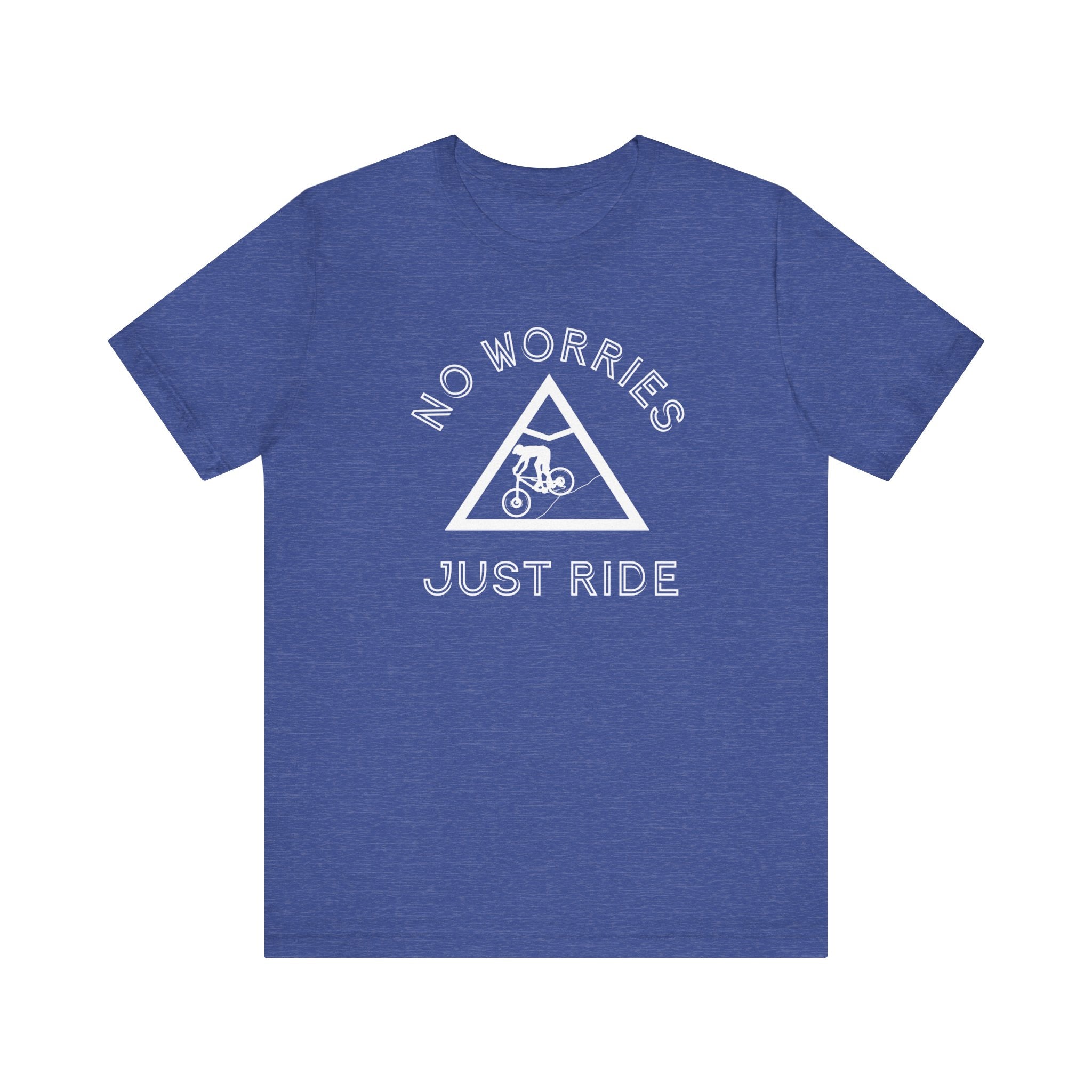 No worries just ride, mountain bike t-shirt.