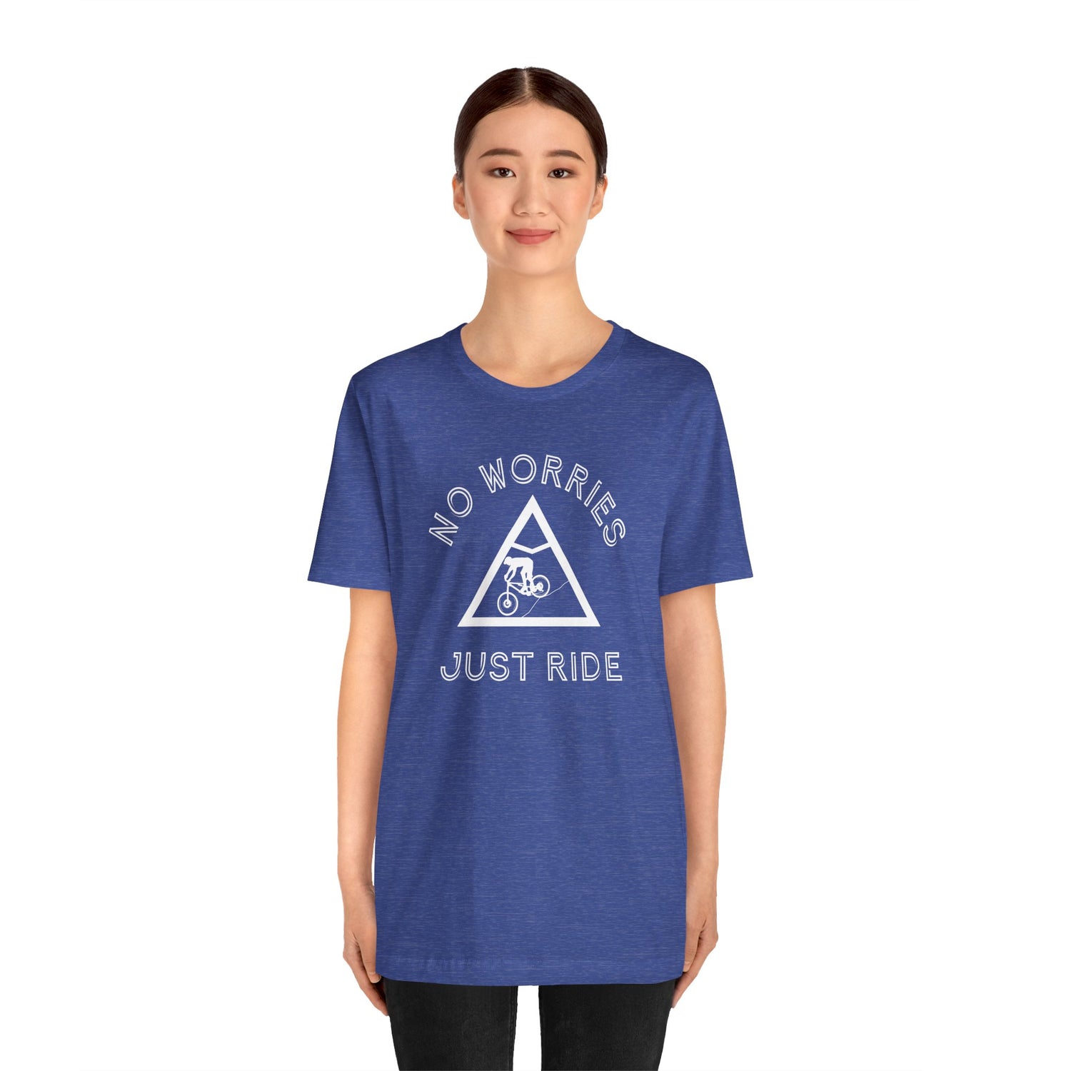 No worries just ride, mountain bike t-shirt.